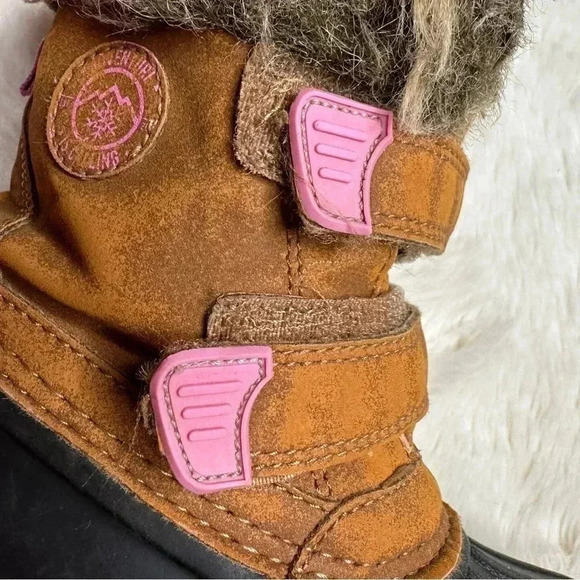 Joe Fresh Quick Close Winter Boots Brown & Pink Size 10 - Picture 13 of 16